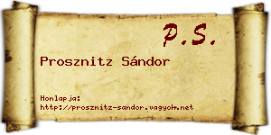 Prosznitz Sándor névjegykártya